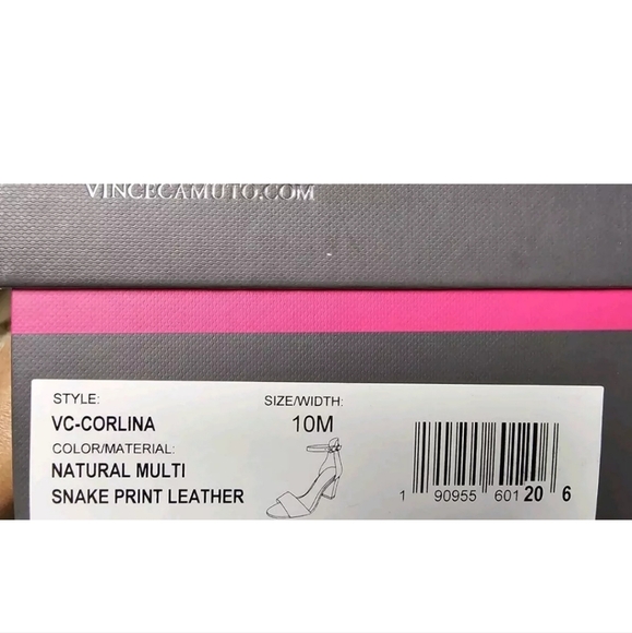 NEW Vince Camuto Corlina Snake Print Leather Ankle Strap Heels Shoes Size 10 M - Picture 6 of 6